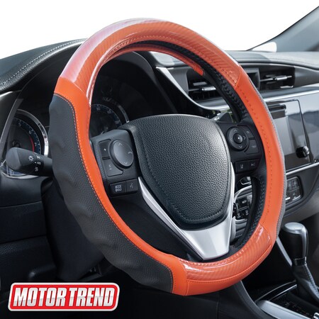 Motor Trend Duotone Fat Grip Steering Wheel Cover/Orange SW-812-OR